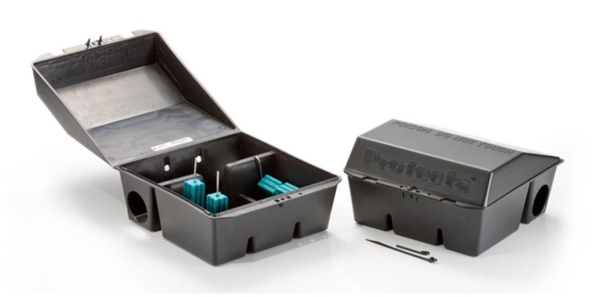 Black Protecta Bait Station ensuring secure rodent bait placement.