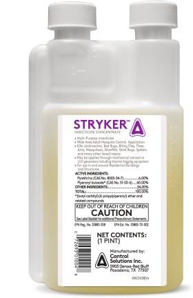 Stryker Insecticide pint-sized for concentrated indoor and outdoor pest control.