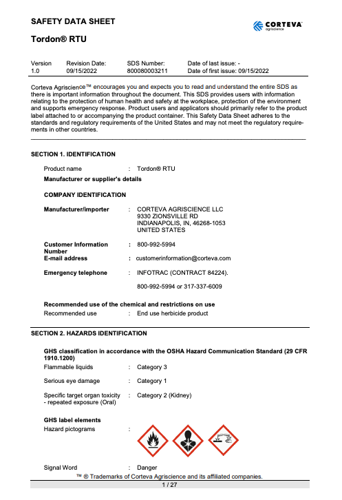 tordon herbicide rtu stores Tordon RTU Specialty Herbicide