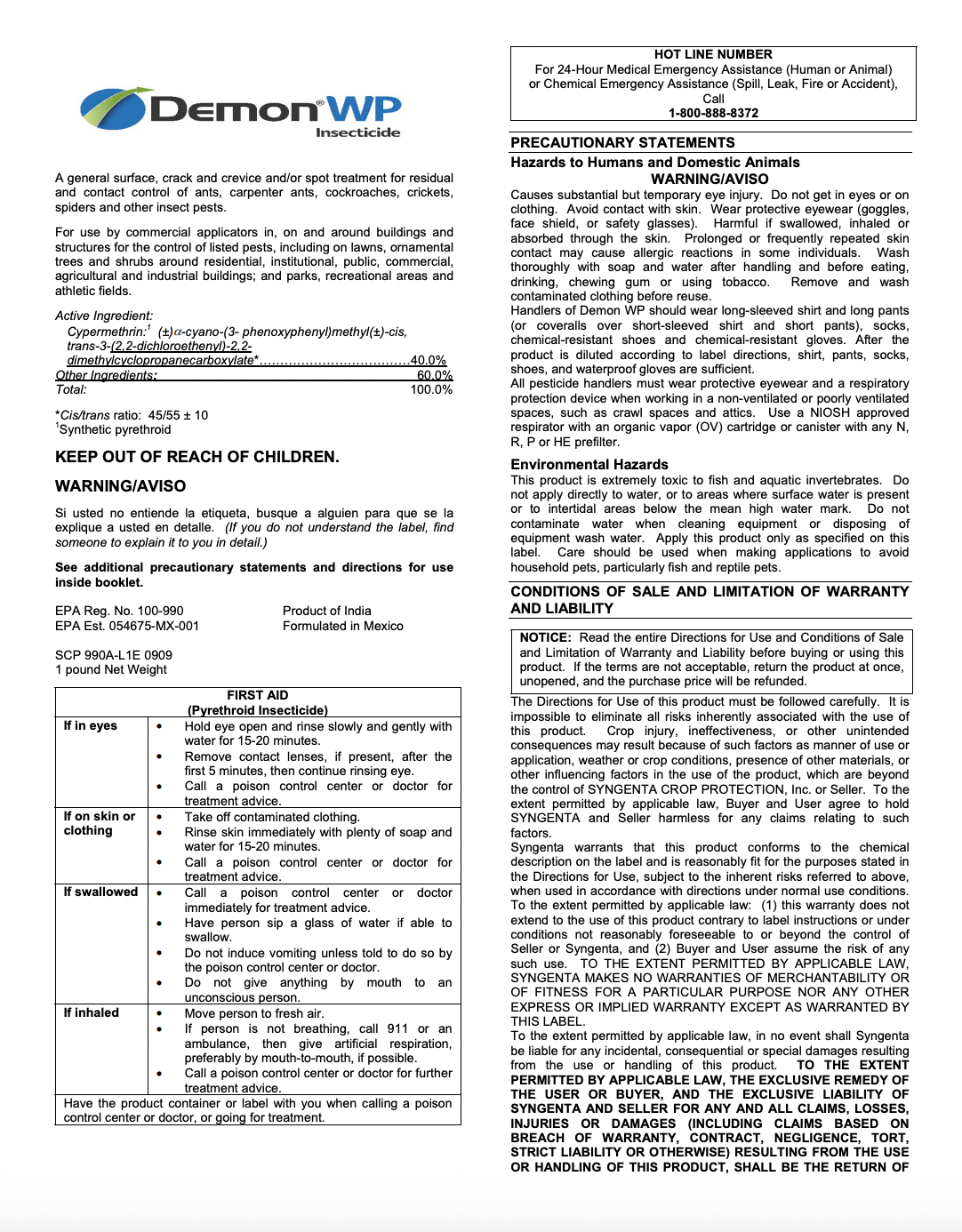 Demon WP Insecticide | Free U.S. Shipping | Low Prices | DIY Pest Warehouse