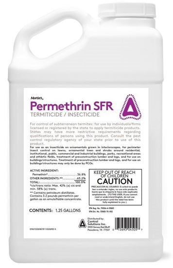 Permethrin SFR Gallon for outdoor pest control across various surfaces.