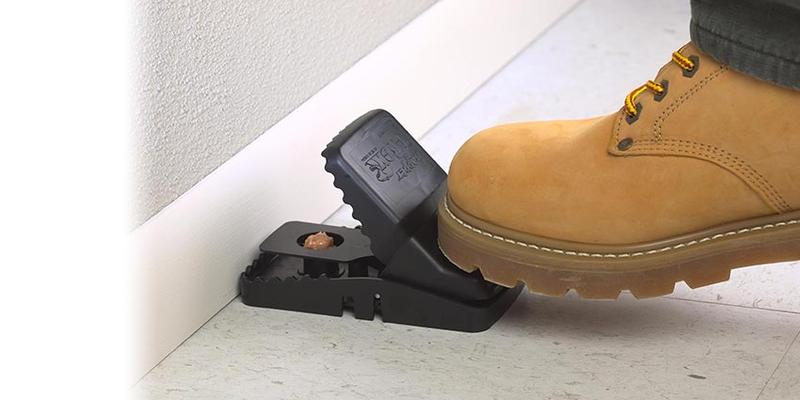 boot stepping on rat trapper
